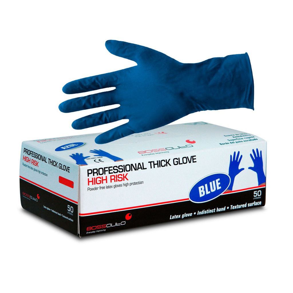 Gants : Boite de 50 Gants Latex Forte épaisseur Bleu HI-RISKS - All
