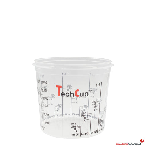 Godet de mélange et couvercle reutilisable et calibré TechCup 385 ml.