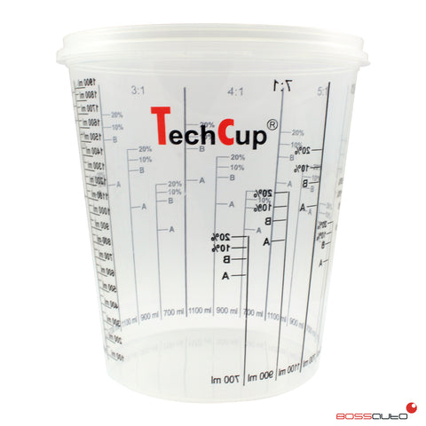 Godet de mélange et couvercle reutilisable et calibré TechCup 2300 ml.